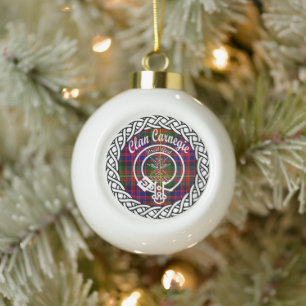 Schottischer Clan Carnegie Tartan und Wappen Keramik Kugel-Ornament