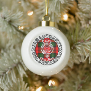 Schottischer Clan Carr Tartan und Wappen Keramik Kugel-Ornament