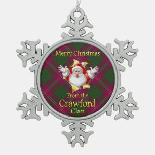 Schottischer Clan Crawford Weihnachtsbaumschmuck Schneeflocken Zinn-Ornament