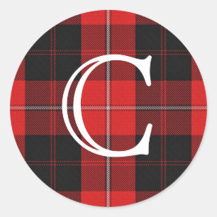 Schottischer Clan Cunningham Tartan mit Monogramm Runder Aufkleber