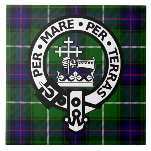 Schottischer Clan-DonaldTartan und -Wappen Fliese (Vorderseite)