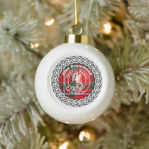 Schottischer Clan Drummond Tartan und Wappen Keramik Kugel-Ornament