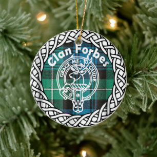 Schottischer Clan Forbes Tartan und Wappen Keramik Ornament