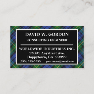 Schottischer Clan Gordon Tartan Plaid Visitenkarte