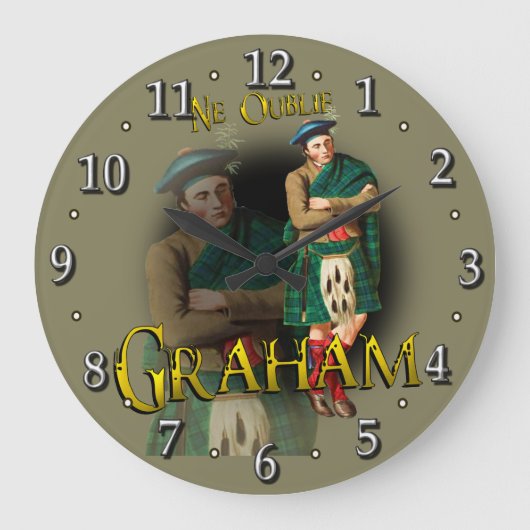 Schottischer Clan-GrahamTartan Große Wanduhr (Vorderseite)