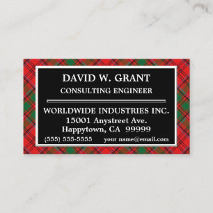 Schottischer Clan Grant Tartan Plaid Visitenkarte