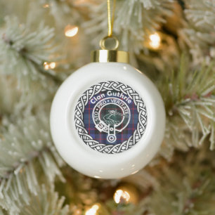 Schottischer Clan Guthrie Tartan und Wappen Keramik Kugel-Ornament