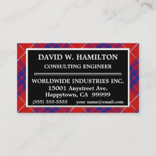 Schottischer Clan Hamilton Tartan Plaid Visitenkarte