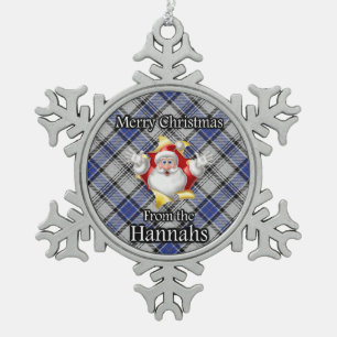 Schottischer Clan Hannay Hannah Tartan Weihnachten Schneeflocken Zinn-Ornament