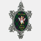Schottischer Clan-junge Weihnachtsverzierung Schneeflocken Zinn-Ornament (Links)
