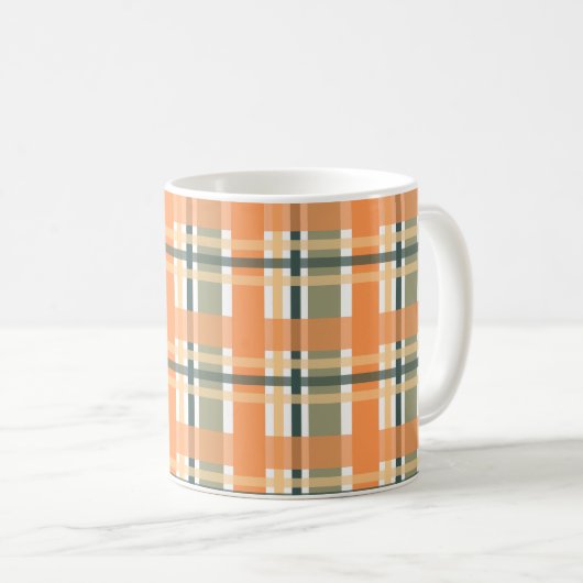 Schottischer Clan kariert orange-grüner Tartan Kaffeetasse (VorderseiteRechts)