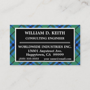 Schottischer Clan Keith Tartan Plaid Visitenkarte