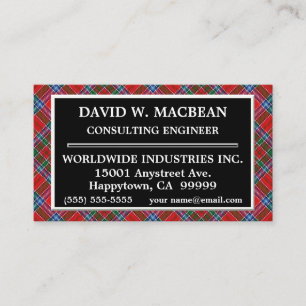 Schottischer Clan MacBean MacBain Tartan Plaid Visitenkarte