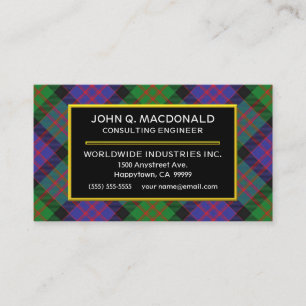 Schottischer Clan MacDonald Donald Tartan kariert Visitenkarte