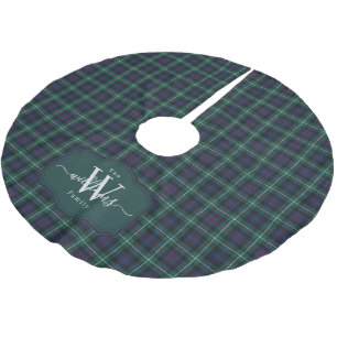 Schottischer Clan MacKenzie-Tartan-Karo-Monogramm Polyester Weihnachtsbaumdecke