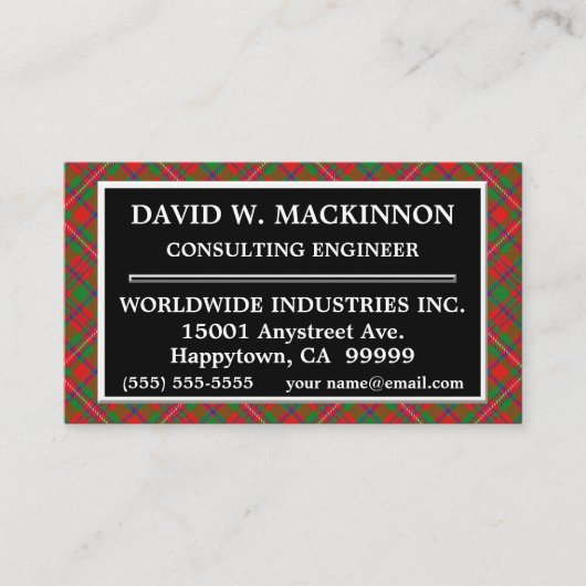 Schottischer Clan MacKinnon Tartan kariert Visitenkarte (Vorderseite)