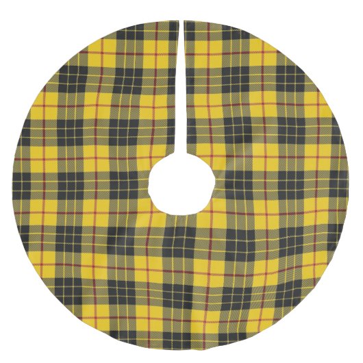 Schottischer Clan MacLeod gelber schwarzer Tartan Polyester Weihnachtsbaumdecke (Vorderseite)