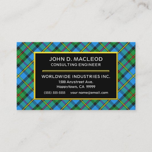 Schottischer Clan MacLeod JagdTartan kariert Visitenkarte (Vorderseite)