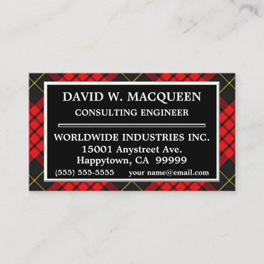 Schottischer Clan MacQueen Tartan kariert Visitenkarte (Vorderseite)