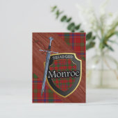 Schottischer Clan Monroe Munro Tartan Shield und S Postkarte (Stehend Vorderseite)