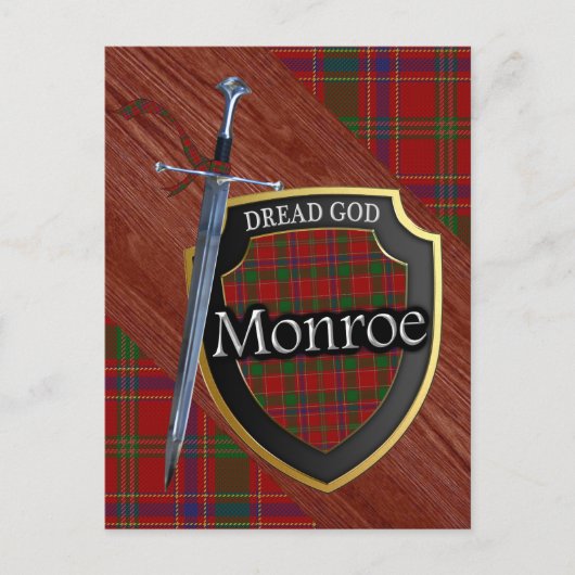 Schottischer Clan Monroe Munro Tartan Shield und S Postkarte (Vorderseite)