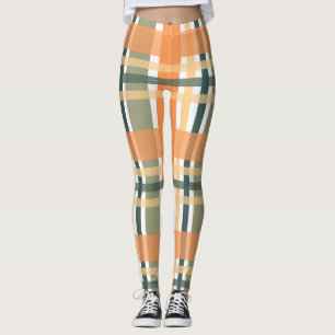 Schottischer Clan Plaid orange grün kariert  Leggings