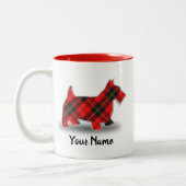 Schottischer Clan-WallaceTartanScottish Terrier Zweifarbige Tasse (Links)