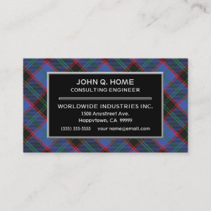 Schottischer Clan-Zuhause Hume Tartan kariert Visitenkarte