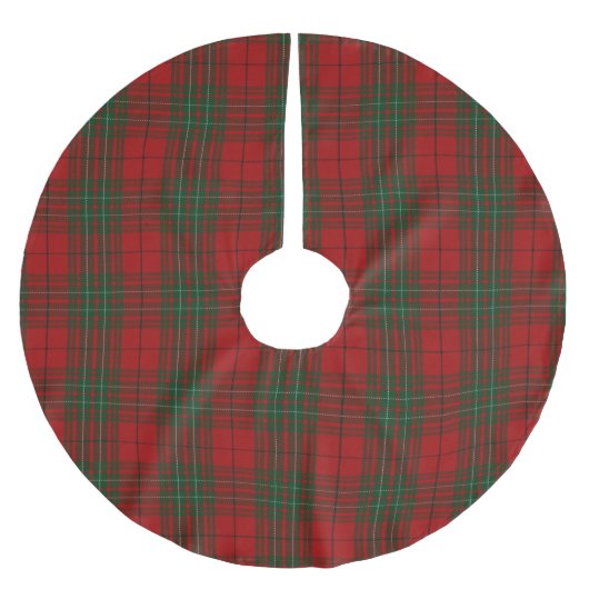 Schottischer ClanCummingroter grüner Tartan Polyester Weihnachtsbaumdecke (Vorderseite)