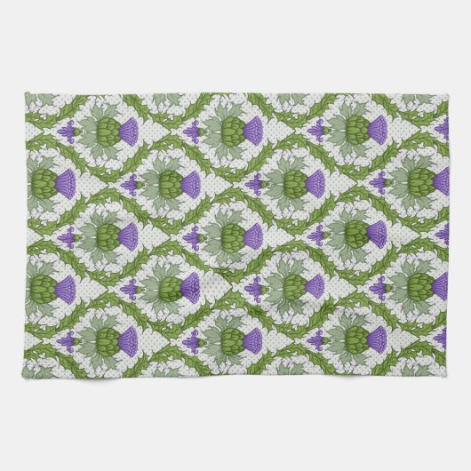 Schottischer Distel-Damast Geschirrtuch (Horizontal)