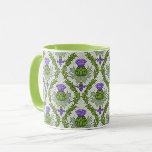 Schottischer Distel-Damast Tasse (Vorderseite Links)