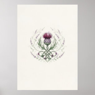 Schottischer Distel-Keltischer Knoten-Kranz Poster