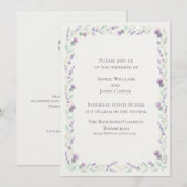 Schottischer Distel-Lavendel-Kranzrahmen-Hochzeit Einladung (Vorne/Hinten)
