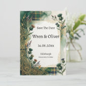 Schottischer Distel-Lavendel-Paisley Save The Date (Stehend Vorderseite)