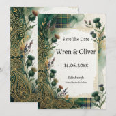 Schottischer Distel-Lavendel-Paisley Save The Date (Vorne/Hinten)