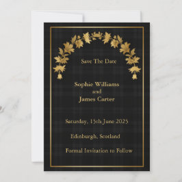 Schottischer Distel Schwarz Gold Gebogener Wasserf Save The Date