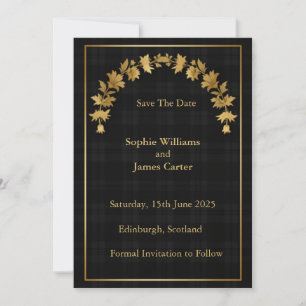 Schottischer Distel Schwarz Gold Gebogener Wasserf Save The Date