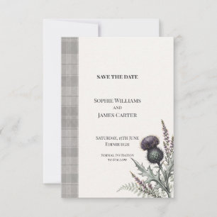 Schottischer Distel-Tartan-Hochzeit - Save The Dat Date