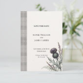 Schottischer Distel-Tartan-Hochzeit - Save The Dat Date (Stehend Vorderseite)