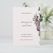 Schottischer Distel-Wildblumenstrauß Hochzeit Save The Date (Stehend Vorderseite)