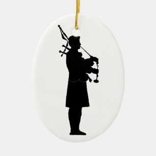 Schottischer Dudelsackpfeifer Silhouette Keramik Ornament