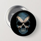 Schottischer Flaggen-Schädel auf Schwarzem Button (Vorne & Hinten)
