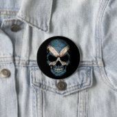 Schottischer Flaggen-Schädel auf Schwarzem Button (Beispiel)