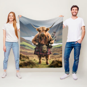 Schottischer Highland-Cow-Bagpiper, Fleecedecke