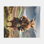 Schottischer Highland-Cow-Bagpiper, Fleecedecke (Vorderseite (Horizontal))