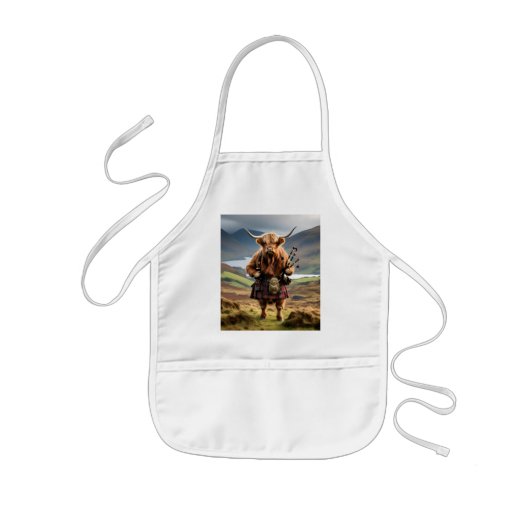 Schottischer Highland-Cow-Bagpiper, Kinderschürze (Vorne)