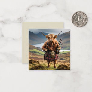 Schottischer Highland-Cow-Bagpiper,  Mitteilungskarte