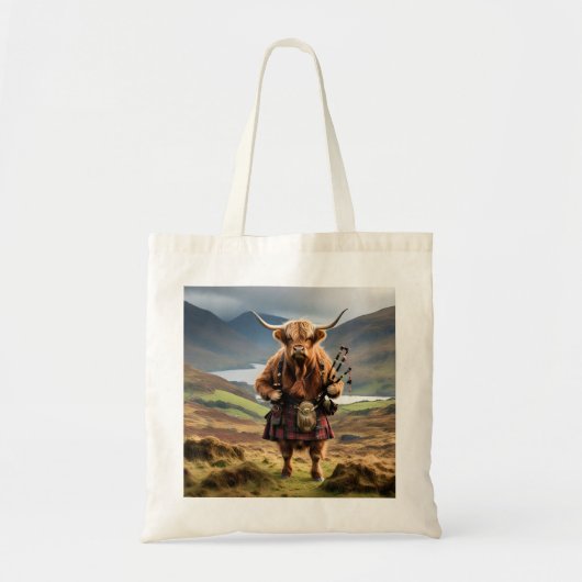 Schottischer Highland-Cow-Bagpiper, Tragetasche (Vorne)