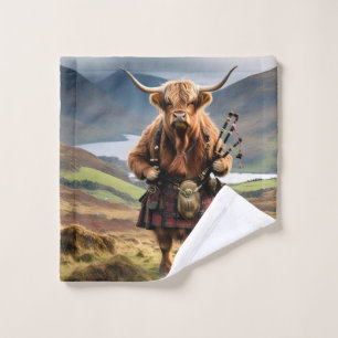 Schottischer Highland-Cow-Bagpiper, Waschlappen
