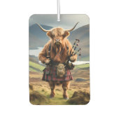 Schottischer Highland Cow Dudelsackpfeifer,  Autolufterfrischer (Vorderseite)